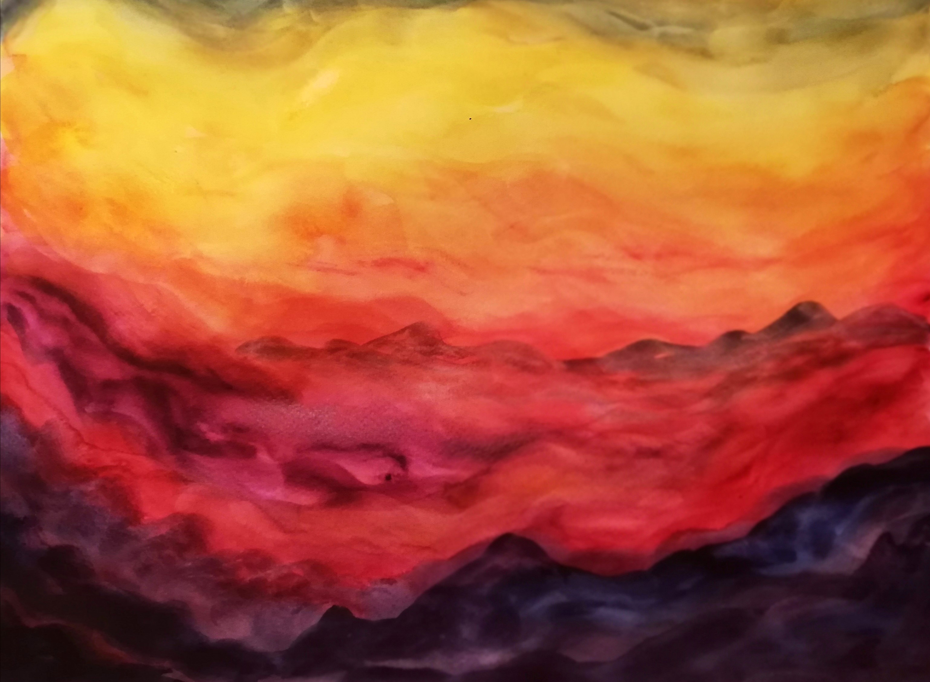 Acuarela Volcán del voluntad